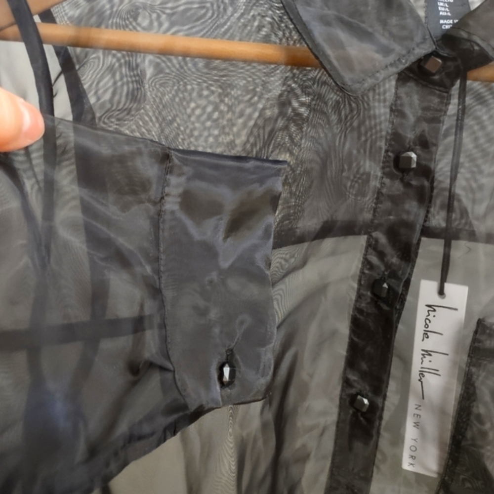 Nicole Miller Sheer Button Front Shirt - Picture 9 of 13